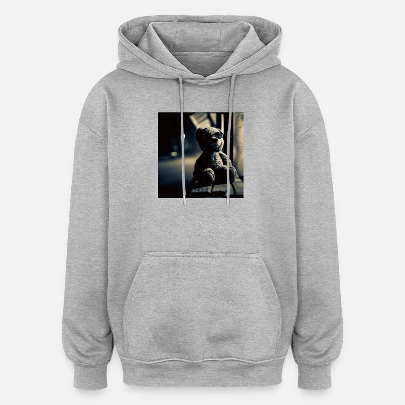 Teddy Noir - Oversized Unisex Hoodie - Grau meliert