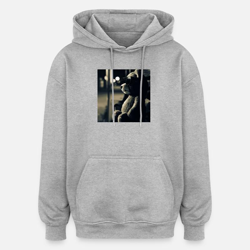 Teddy is wating - Oversized Unisex Hoodie - Grau meliert