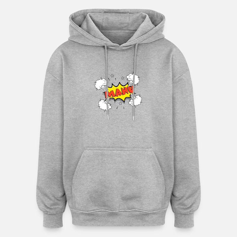 Manu - Sweat à capuche oversize unisexe - gris chiné