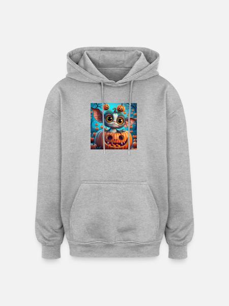 Little Halloween Creature in Pumpkin - Oversized Unisex Hoodie - heather grey