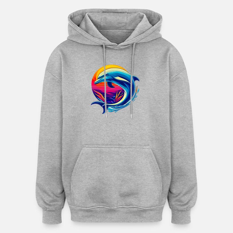 Dolphin - Oversized Unisex Hoodie - heather grey