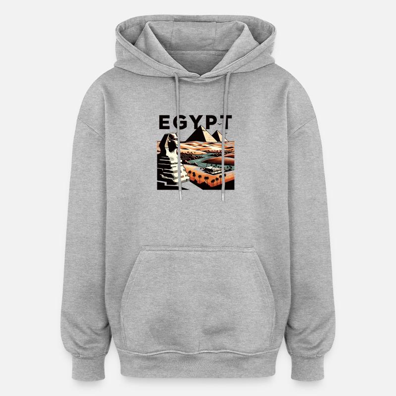 Égypte - Sweat à capuche oversize unisexe - gris chiné