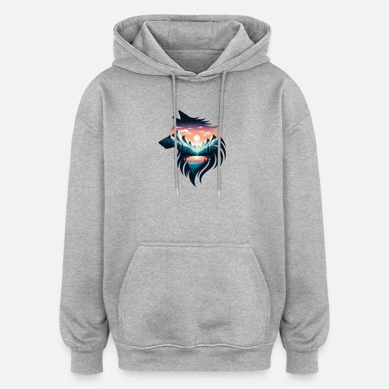 Wolf Form - Oversized Unisex Hoodie - heather grey