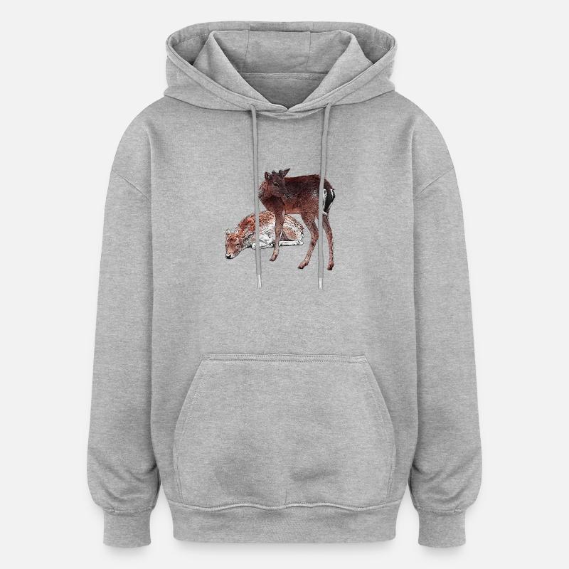 Hirschbabys, schenken Mädchen, niedlich - Oversized Unisex Hoodie - Grau meliert