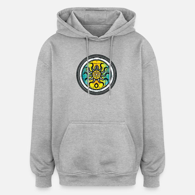 Abstract Octopus with Mandala Pattern - Oversized Unisex Hoodie - heather grey