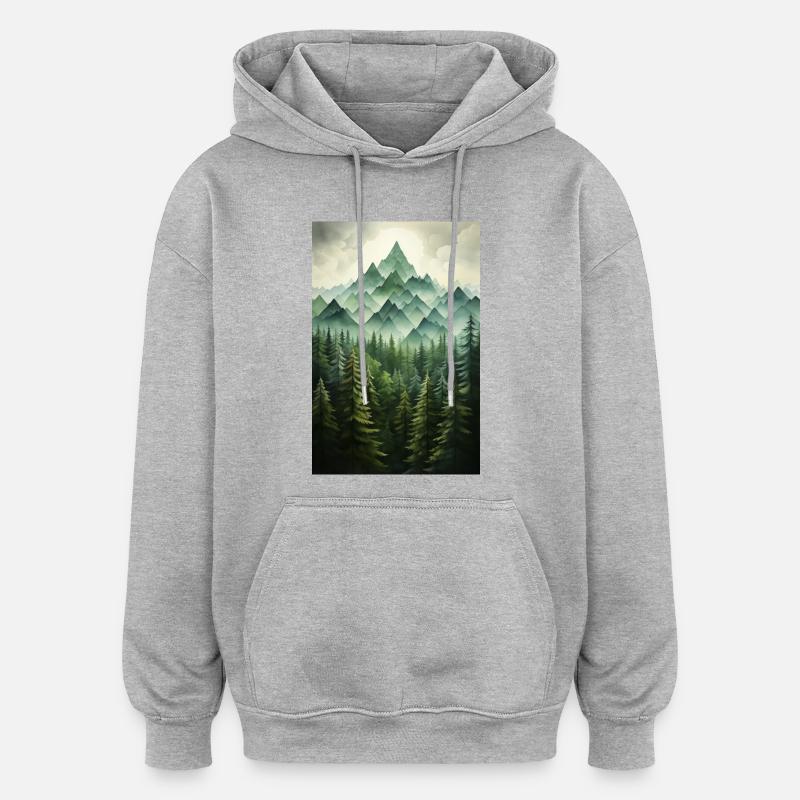 Waldlandschaft - Oversized Unisex Hoodie - Grau meliert