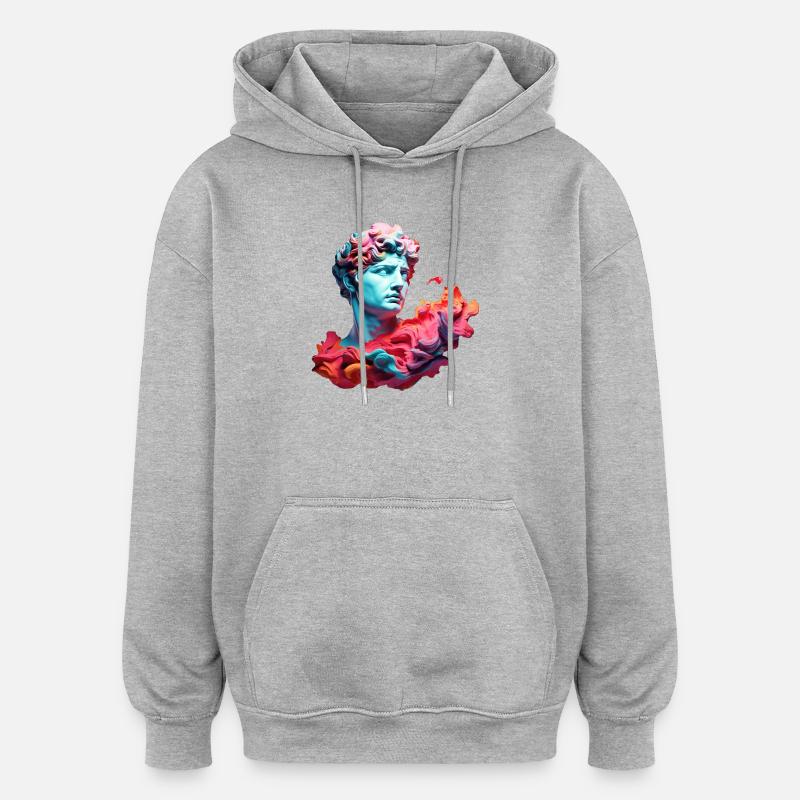 Bust psychédélique néon - Sweat à capuche oversize unisexe - gris chiné