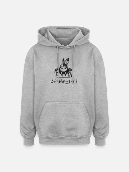 spinnetou wortspiel spinne lustig winnetou - Oversized Unisex Hoodie - Grau meliert