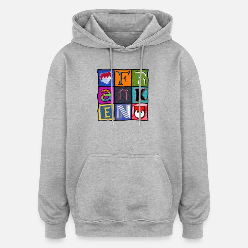 Franconie - Pop Art - Cool - Sweat à capuche oversize unisexe - gris chiné