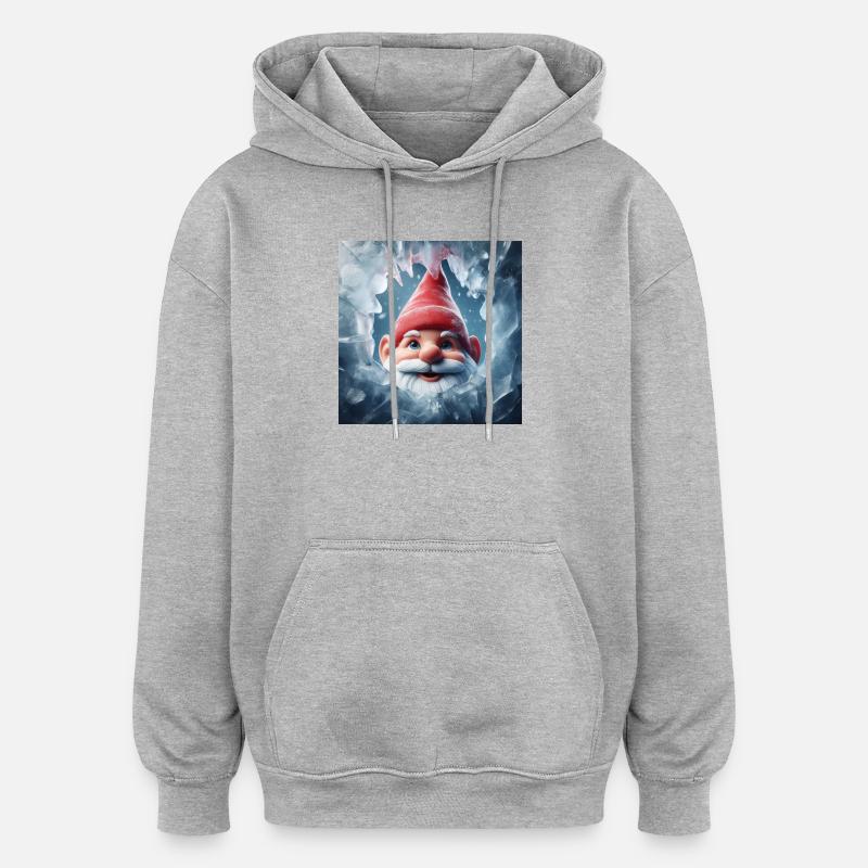 Gnome looking through ice - Oversized Unisex Hoodie - heather grey