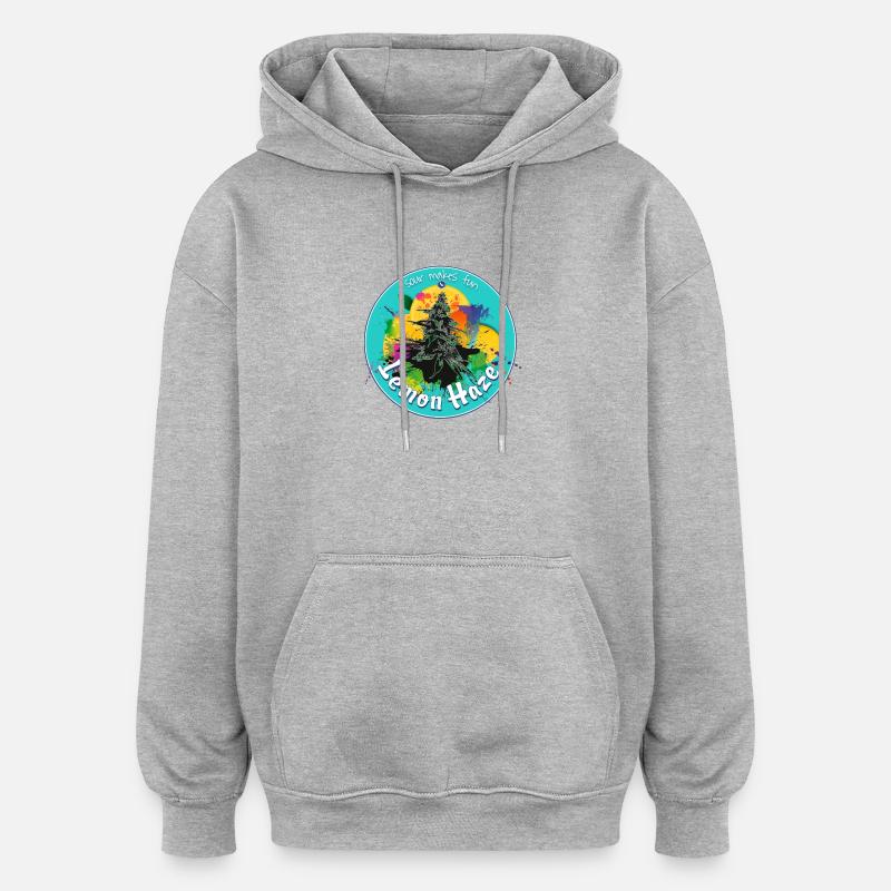 Weed Marijuana Cannabis Bud Lemon Haze - Sweat à capuche oversize unisexe - gris chiné