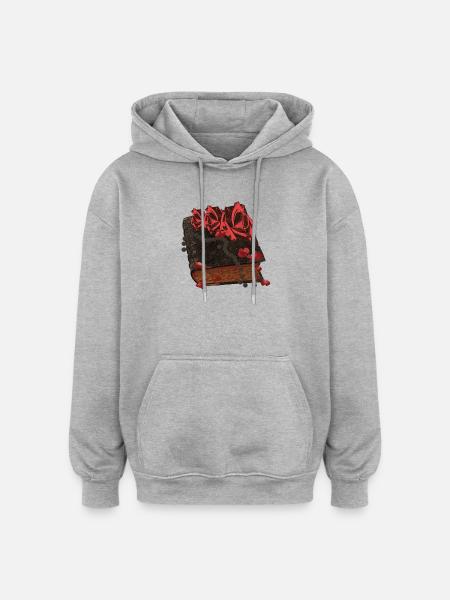 Bücher Design, Blutflecken, Rosenblüten - Oversized Unisex Hoodie - Grau meliert