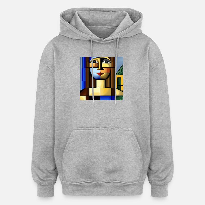 Mona Cube - Sweat à capuche oversize unisexe - gris chiné