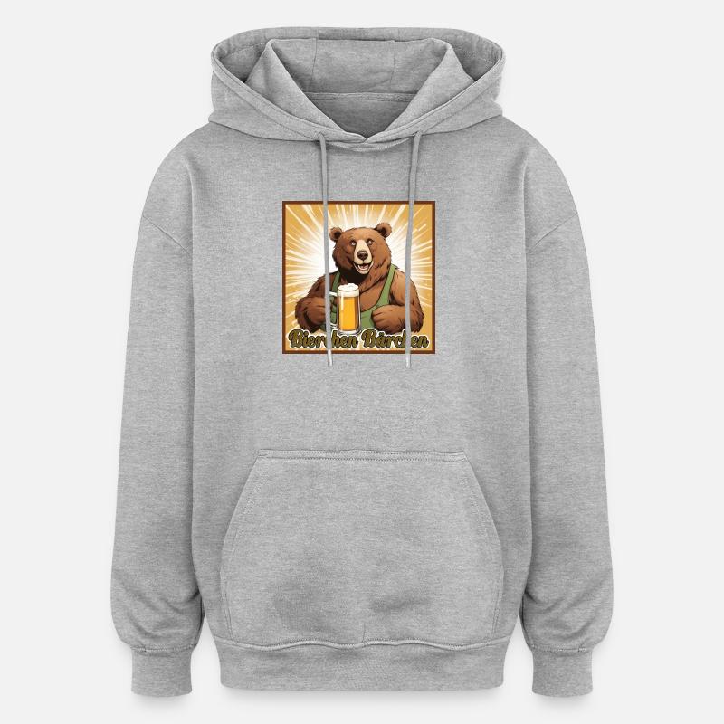 Bierchen Bärchen - Oversized Unisex Hoodie - Grau meliert