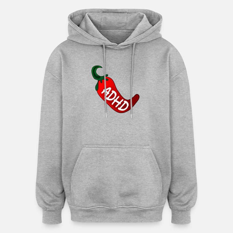 NEUORDIVERSITY ADHD PEPERONI - Sweat à capuche oversize unisexe - gris chiné