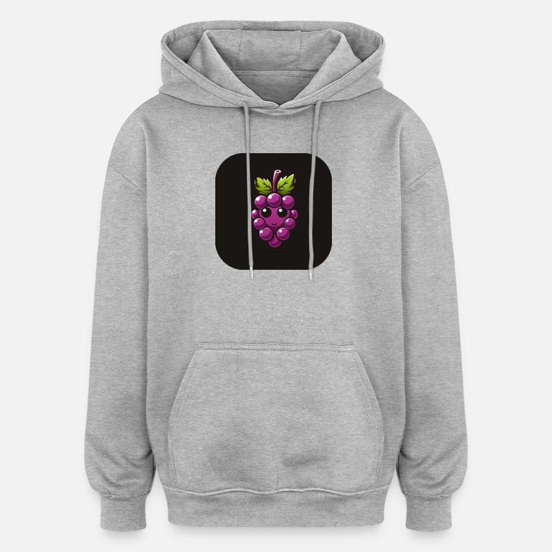 Raisin violet avec visage - Sweat à capuche oversize unisexe - gris chiné