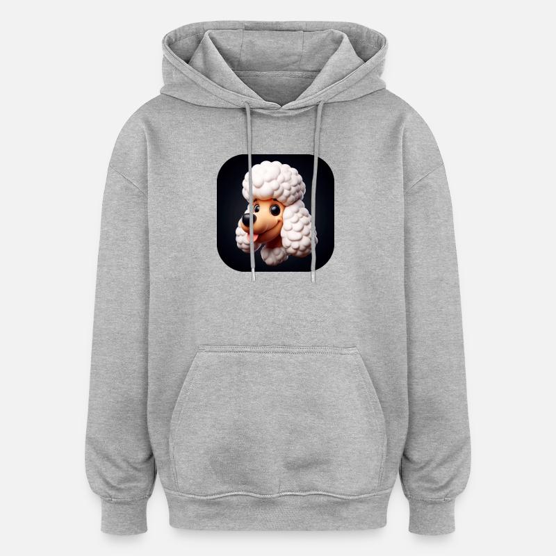 Comic Pudel Hund - Oversized Unisex Hoodie - Grau meliert