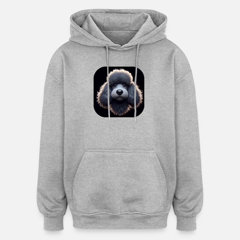 Caniche dans le style d’animation - Sweat à capuche oversize unisexe - gris chiné