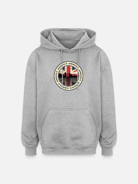 Manchester UK Skyline-Abzeichen - Oversized Unisex Hoodie - Grau meliert