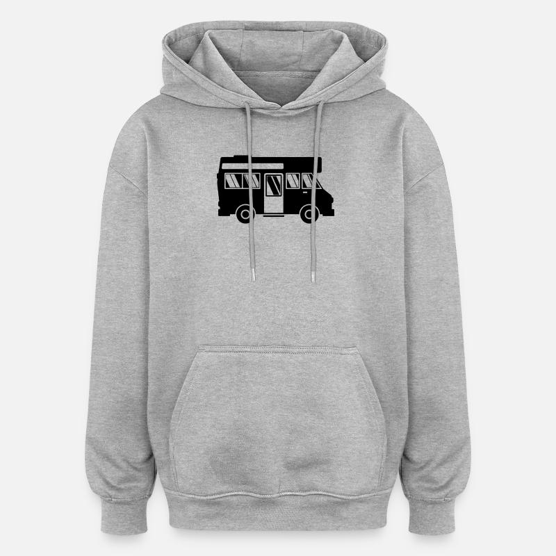 Camping-car Camping-car Randonneurs Camping - Sweat à capuche oversize unisexe - gris chiné