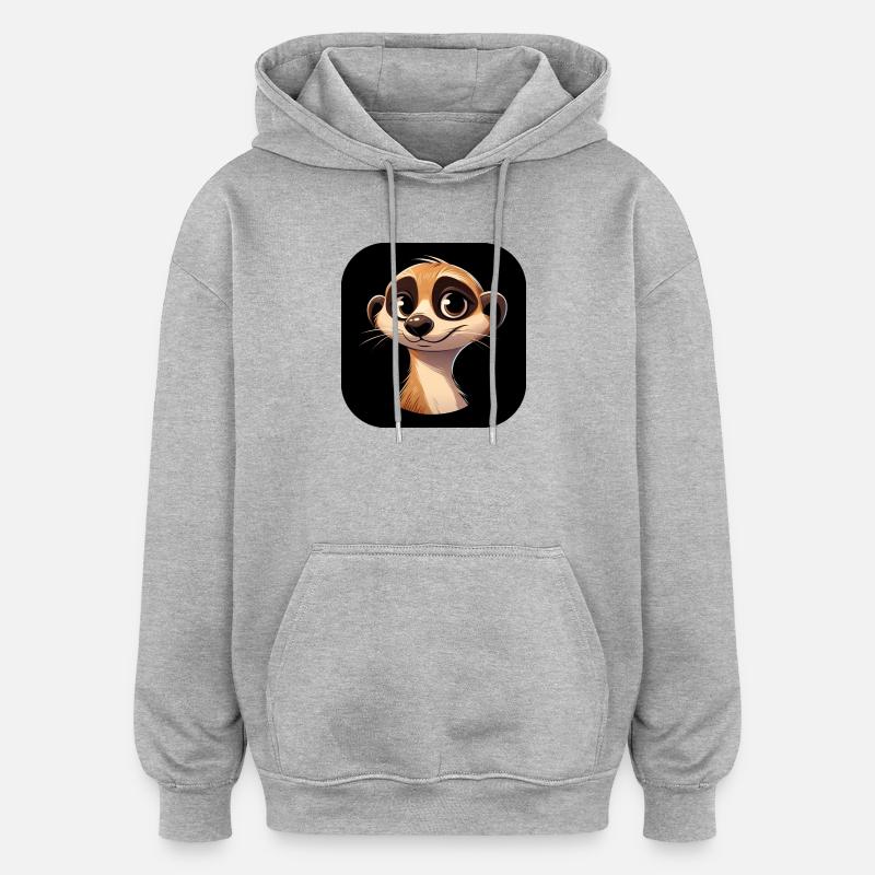 Erdmännchen Kopf Cartoon Comic Portrait - Oversized Unisex Hoodie - Grau meliert