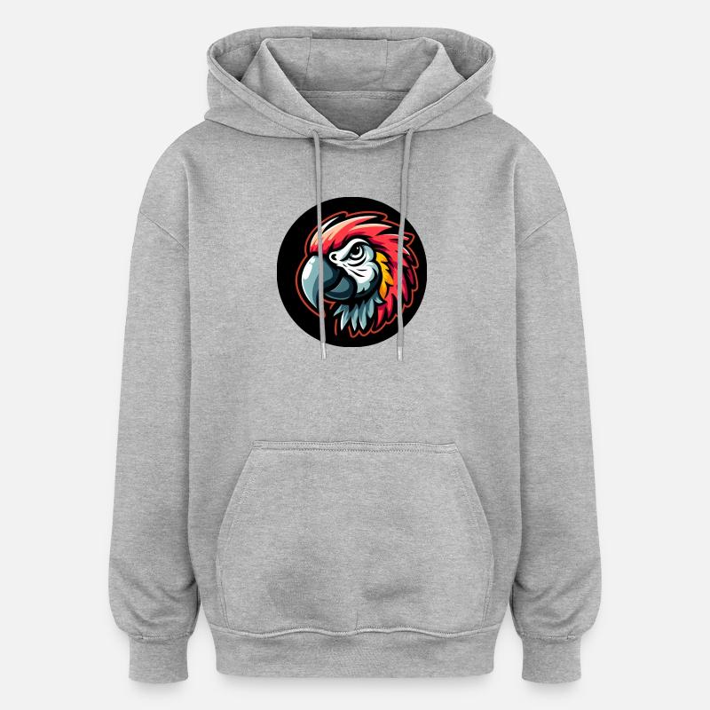 Papagei Comic Kopf bunt - Oversized Unisex Hoodie - Grau meliert