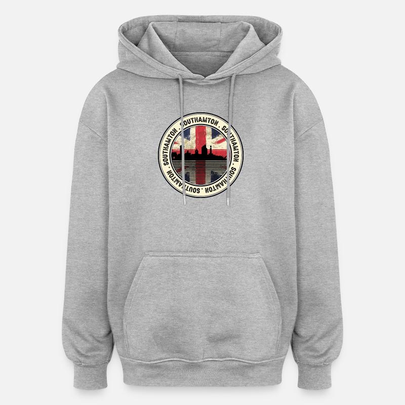 Southampton Skyline Union Jack Seal - Sweat à capuche oversize unisexe - gris chiné