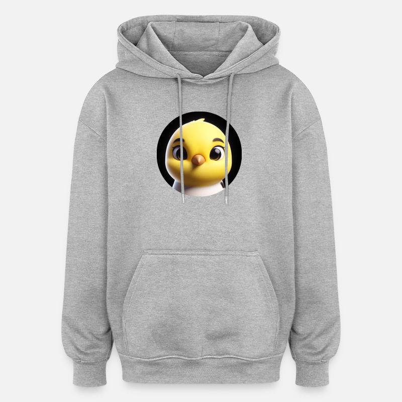 Poussins dans le style d’animation - Sweat à capuche oversize unisexe - gris chiné