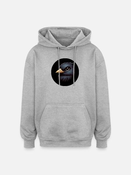 Raven in animation style - Oversized Unisex Hoodie - heather grey