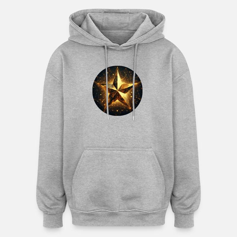 Étoile, scintillement, or, galaxie - Sweat à capuche oversize unisexe - gris chiné