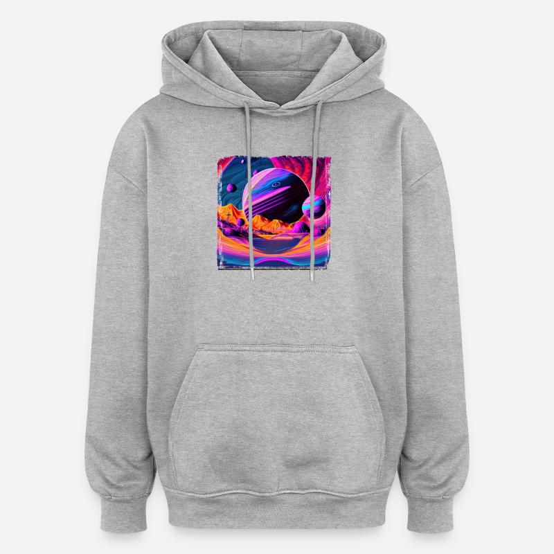 Neonplanet Landschaft - Oversized Unisex Hoodie - Grau meliert