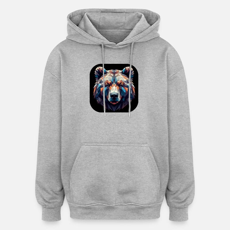 Bär Kopf Polygon bunt farbig - Oversized Unisex Hoodie - Grau meliert