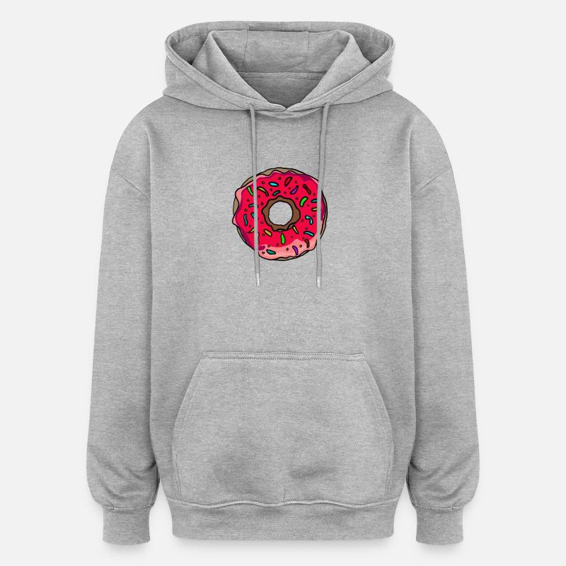 Donut Neon Sprinkles Kunst - Oversized Unisex Hoodie - Grau meliert