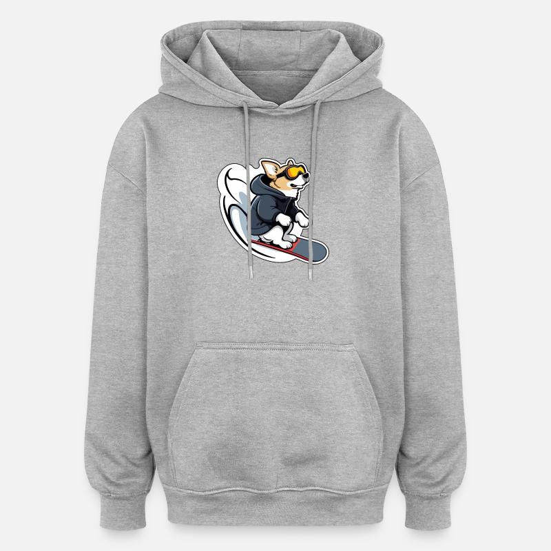 Chien de snowboard - Sweat à capuche oversize unisexe - gris chiné