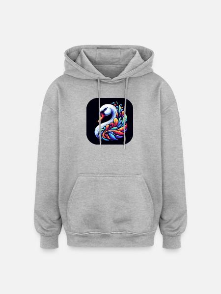 Schwan Tier Vogel Bunt Comic - Oversized Unisex Hoodie - Grau meliert
