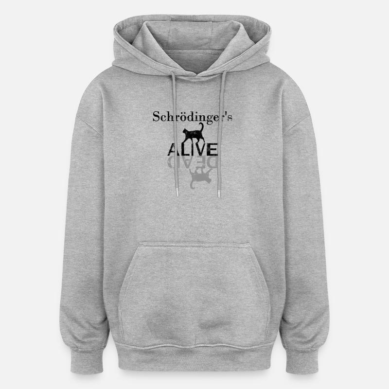 Le chat de Schrödinger - Sweat à capuche oversize unisexe - gris chiné