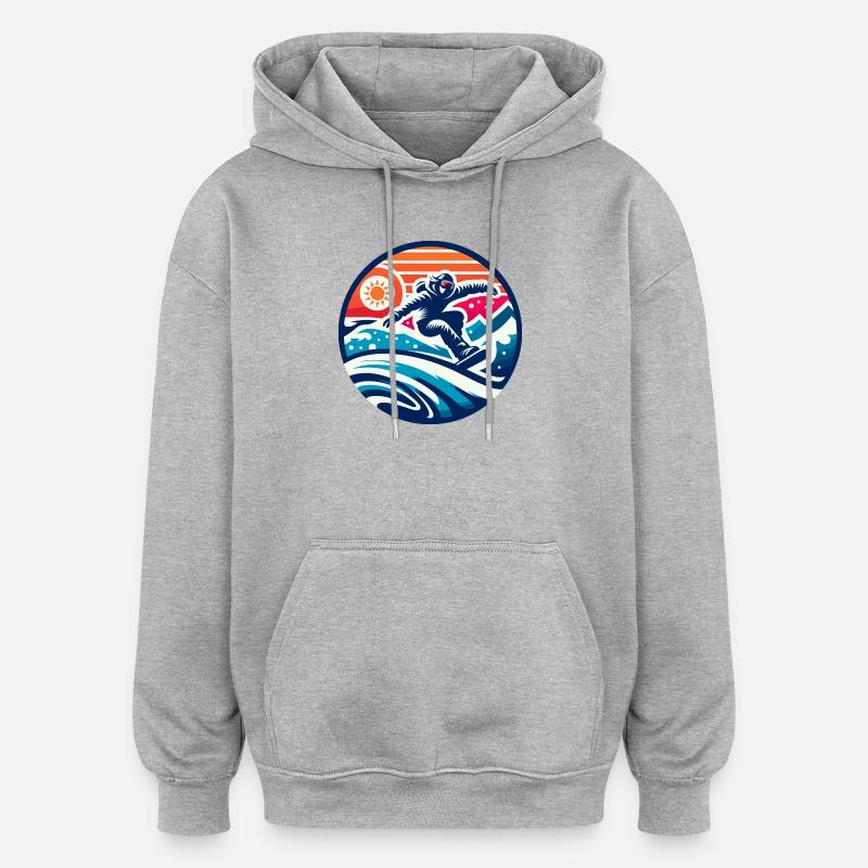 Expression Graphique d'un Snowboarder - Sweat à capuche oversize unisexe - gris chiné