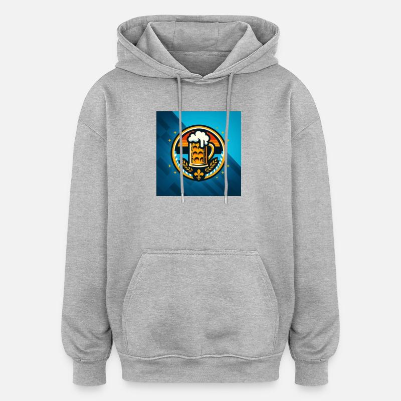 Logo de la bière 4 - Sweat à capuche oversize unisexe - gris chiné