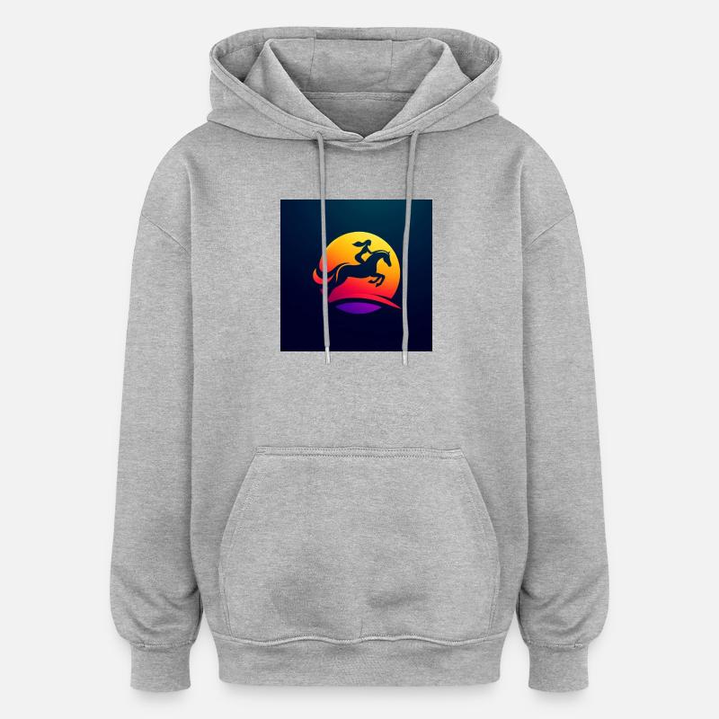 Cavalier à cheval 1 - Sweat à capuche oversize unisexe - gris chiné