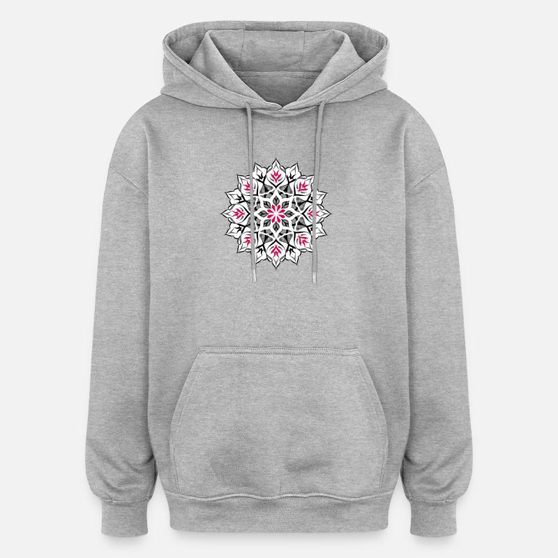 Dotwork mandala design - Oversized Unisex Hoodie - heather grey