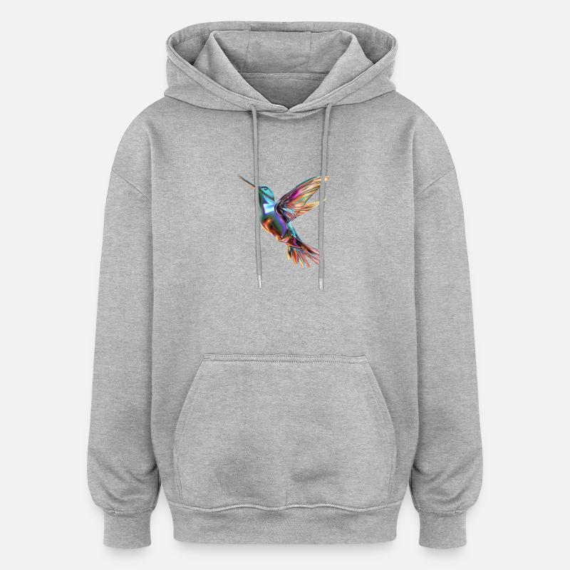 colibri chromatique volant - Sweat à capuche oversize unisexe - gris chiné