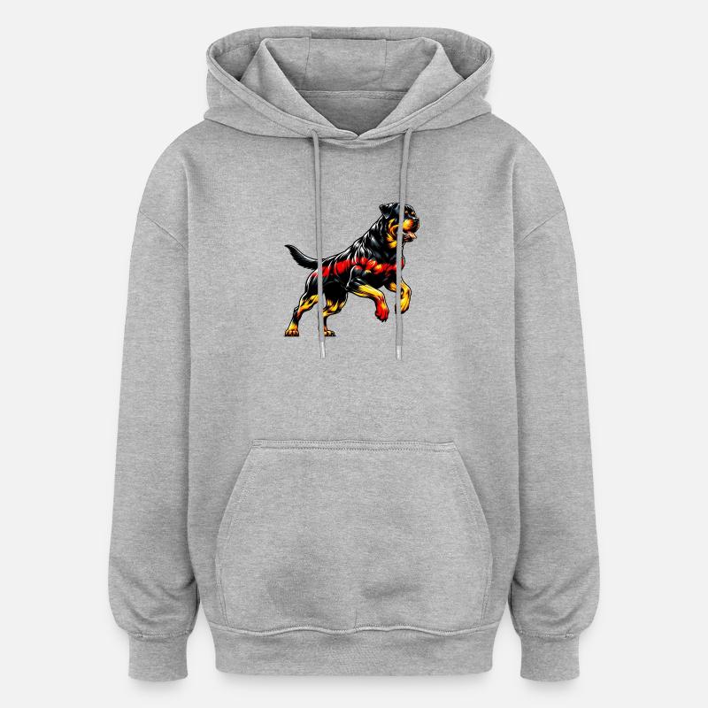 Design de chien Rottweiler Allemagne - Sweat à capuche oversize unisexe - gris chiné