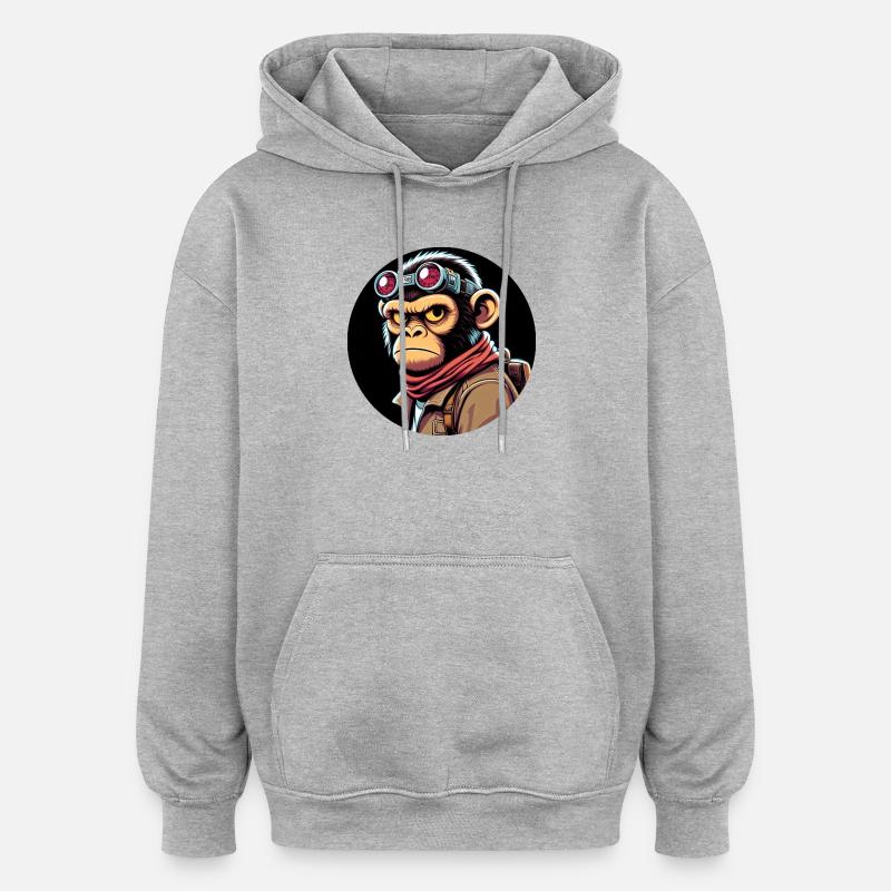Singe à lunettes Evil Eye - Sweat à capuche oversize unisexe - gris chiné