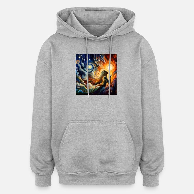 Ciel Étoilé - Sweat à capuche oversize unisexe - gris chiné