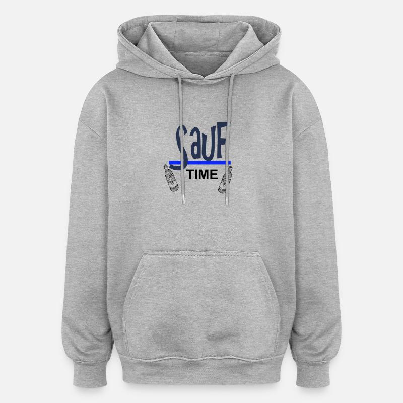 Sauf-Time-Logo mit Blauer Unterstreichung - Oversized Unisex Hoodie - Grau meliert