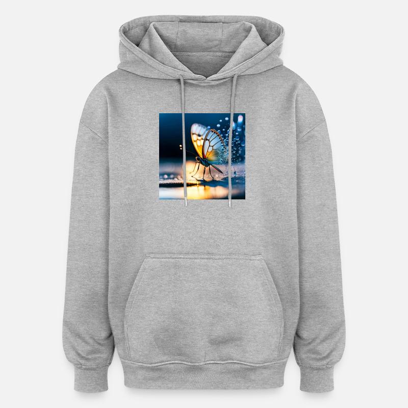 Papillon - Sweat à capuche oversize unisexe - gris chiné