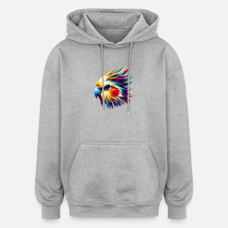 Calopsitte (16) - Sweat à capuche oversize unisexe - gris chiné