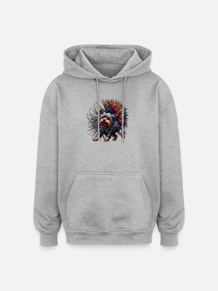 Yorkshire Terrier Punk - Oversized Unisex Hoodie - heather grey