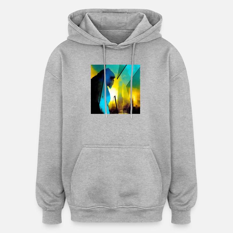 Gorille 01 - K1 - Sweat à capuche oversize unisexe - gris chiné