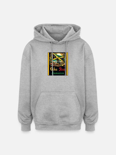 Jamaica Ocho Rios Reggae Design - Oversized Unisex Hoodie - heather grey